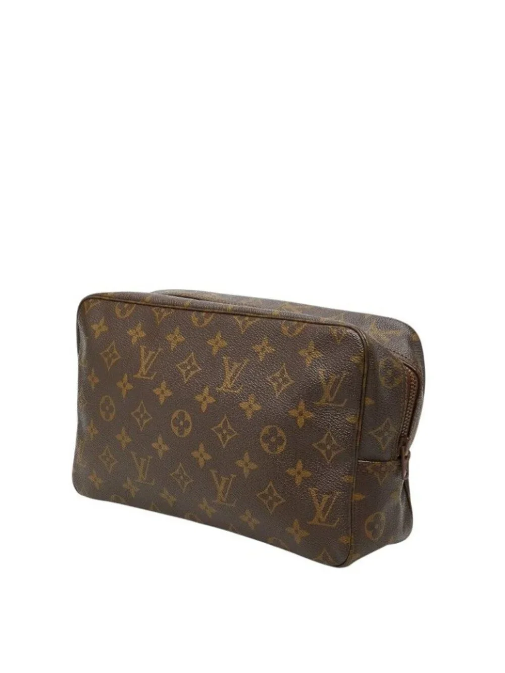 Louis Vuitton Monogram Trousse Toilet 28 Clutch Brown Leather